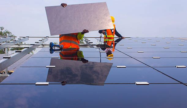 Solar Energy men btwn panels